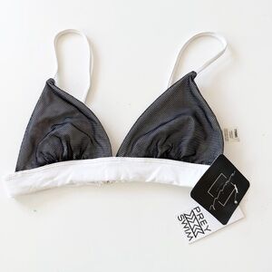 Prey Swim black mesh and white triangle style bikini top